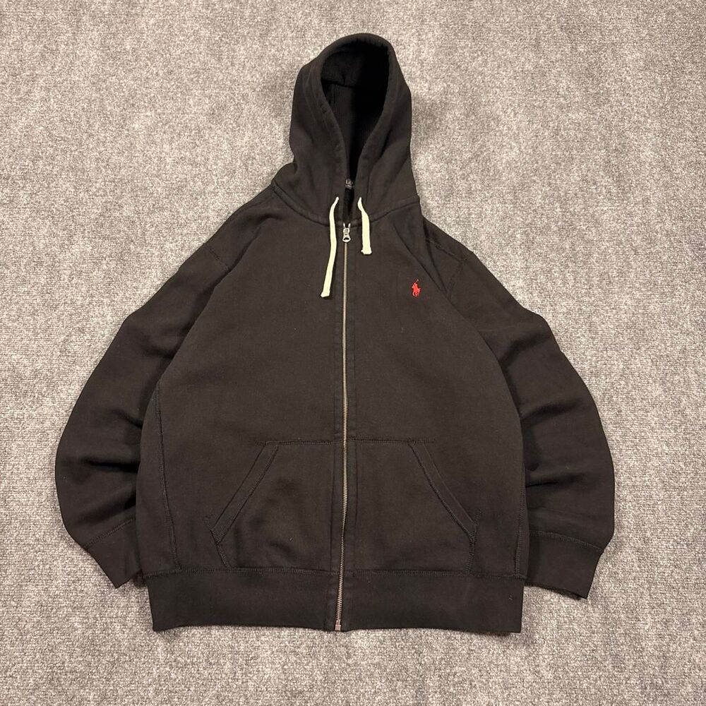 polo ralph lauren full zip heavyweight hoodie with waffle knit hood